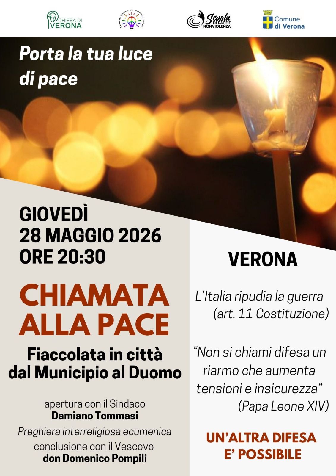 Chiamata alla pace per ripudiare la guerra – Fiaccolata per le vie della città